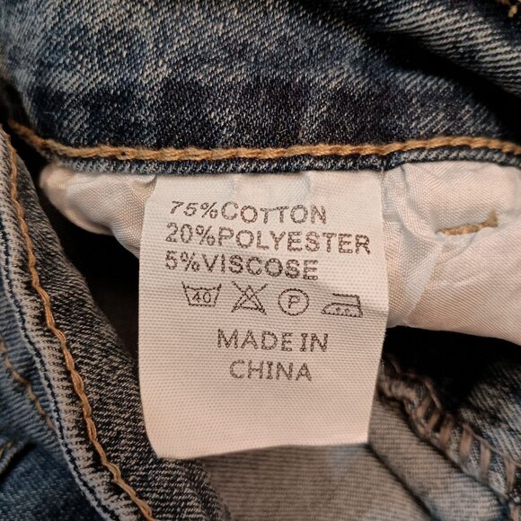 PlusWear Thrashed Women Glam Blue Jeans Flare Legs with Feathers Hippie  Size XL - Picture 5 of 12